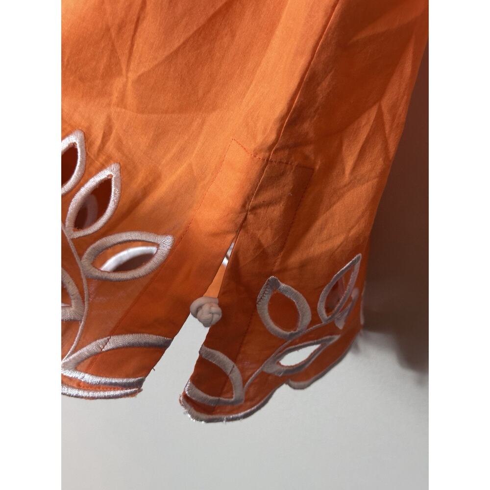Lilly Pulitzer Top Womens Small Orange Embroidered Poplin Tunic Blouse Eyelet S - Picture 7 of 13